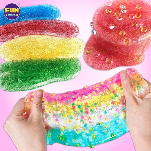 FunKidz Clear Slime Pack - 35.16 FL OZ | 4 Huge Glassy Slime Toys for Kids Ages 6-12