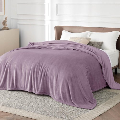 Bedsure GentleSoft Fleece Blanket - King Size Cozy Plush Microfiber in Fog Purple, 108x90 Inches