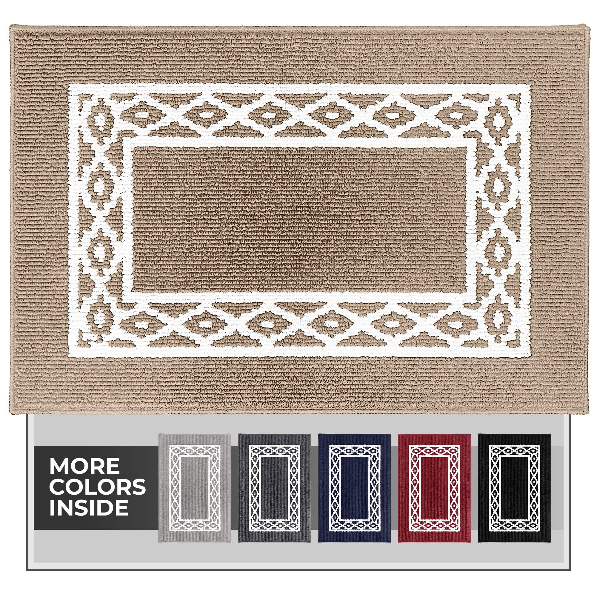 RugMast Premium Quality Polypropylene Indoor Door Mat - Beautiful Design with Non-Slip Backing, Washable & Low Profile Doormat - Ideal for Entryway Doors, Foyer, and Mudroom (20" x 30")