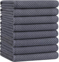 Homaxy 100% Cotton Oversized Waffle Weave Dish Towels - Ultra Soft & Absorbent, 20 x 28 Inches, 8-Pack | Dark Grey