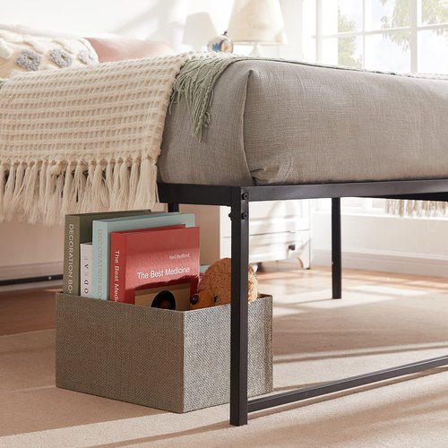 VECELO 18" Metal Platform Tall Bed Frame,Mattress Foundation/No Box Spring Needed/Heavy Duty Steel Slat Support (Full Size)