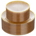 Rubtlamp 60Pcs Clear Gold Plastic Plates, Gold Glitter Disposable Plates, Hammered Plastic Plates Included 30 Dinner Plate And 30 Dessert Plates for Party