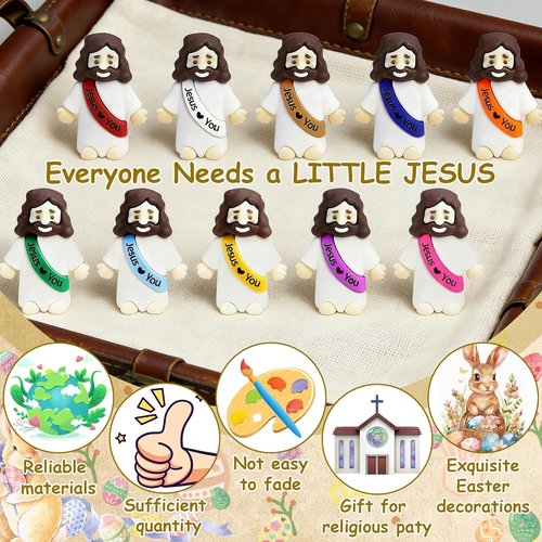 Mini Jesus Figurines by [Brand Name] - 40 Pcs Rubber Christ Toys for Easter Egg Fillers & Party Favors