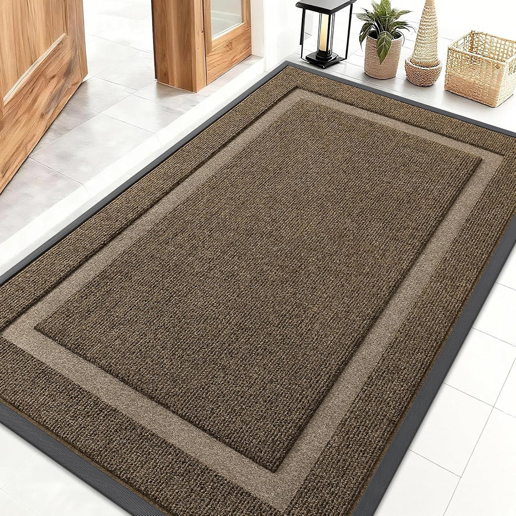 OLANLY Waterproof Front Door Mat - All-Season, Fade Resistant, Easy Clean | 47x32 Inches, Brown