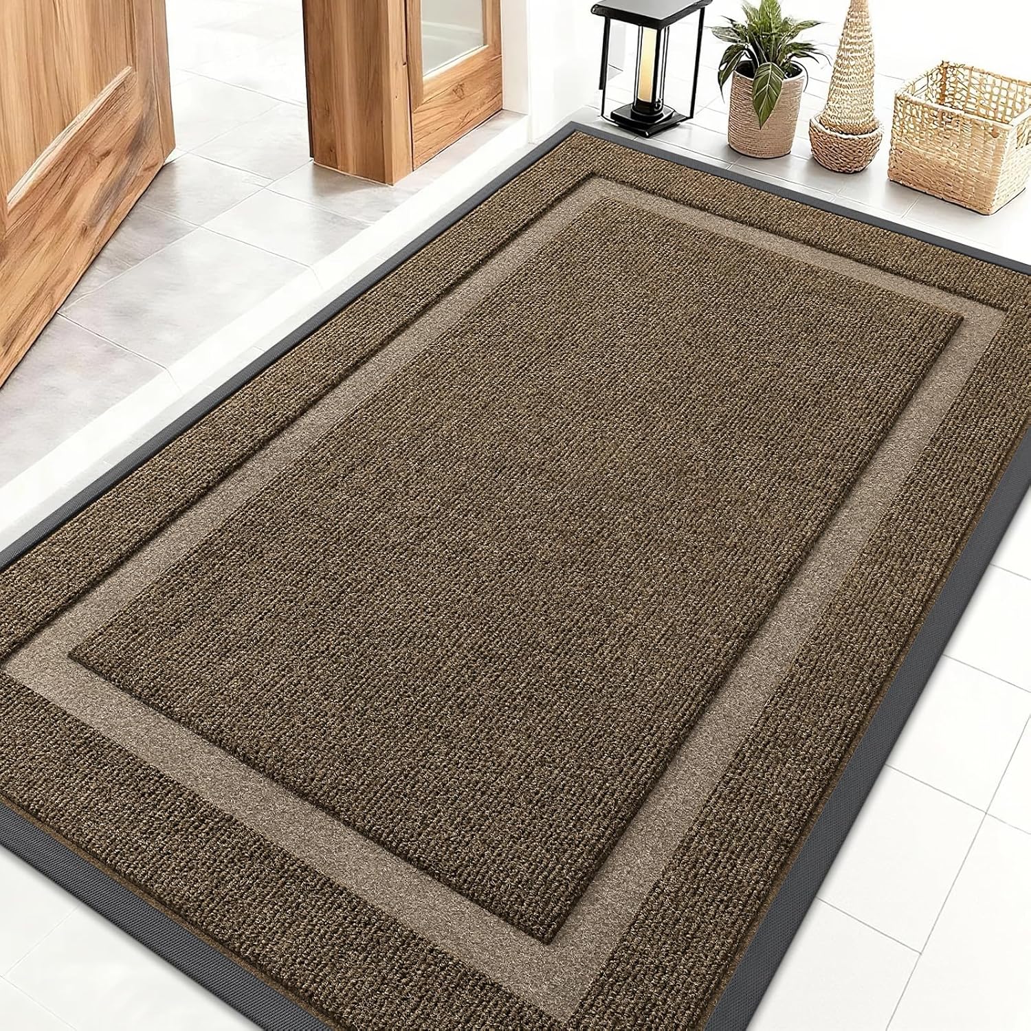 OLANLY Waterproof Front Door Mat - All-Season, Fade Resistant, Easy Clean | 47x32 Inches, Brown