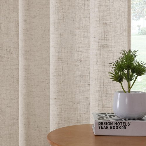 H.VERSAILTEX Linen Fabric Curtains for Living Room, 96 Inches Long, Light Filtering Privacy Drapes with Grommet, Farmhouse Textured Curtain 2 Panels Set, 52" W x 96" L, Linen