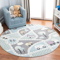 SAFAVIEH Carousel Kids Collection 4' Round Grey/Light Blue CRK193F Neighborhood Non-Shedding Nursery Playroom Area Rug