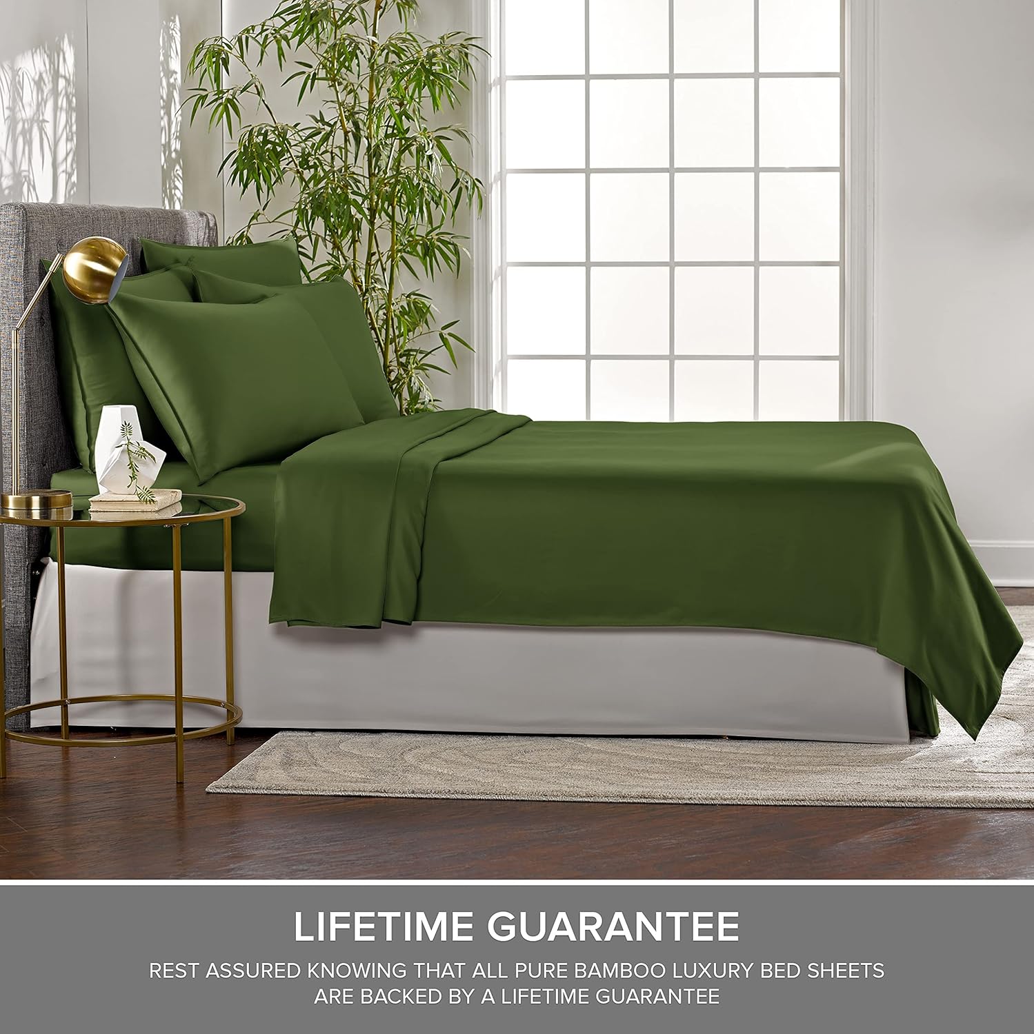 Pure Bamboo Twin Sheets - Luxuriously Soft 100% Organic Viscose Bed Sheet Set | Cooling & Durable (Twin, Pesto)