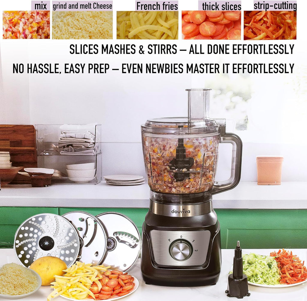 Skiennix Food Processor Blender Combo - 3-in-1 Countertop Blender with 8-Cup Bowl & 1000W Power