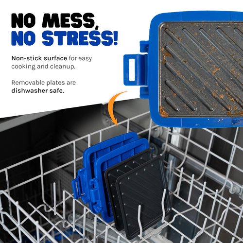 Toastie Maker, Microwave Grill, Sandwich Toaster, 3 Minute Grilled Cheese, Crispy, Panini Press, Dishwasher Safe, Office, Home, Travel & School Dorms (Blue)