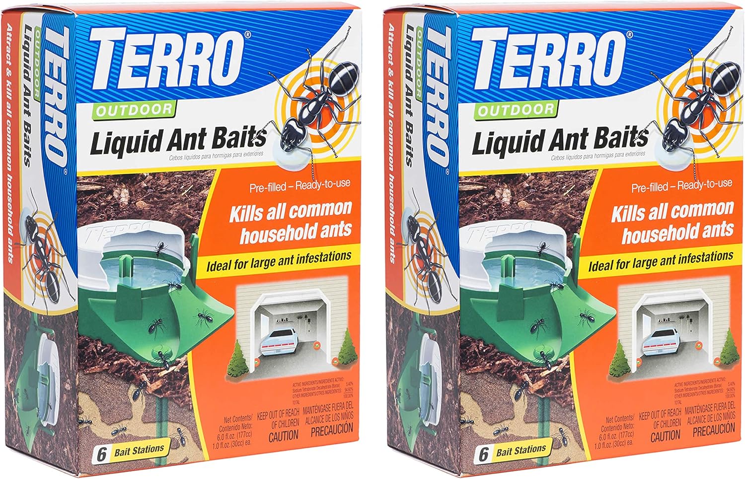TERRO T1806SR Outdoor Liquid Ant Baits - 2-Pack with 12 Effective Traps for Ant Control