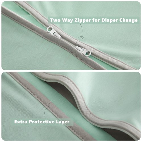 TILLYOU Baby Sleep Sack 0-6 Months, 1.0 Tog Soft Double Zipper Sleeping Sack Wearable Blanket, Green