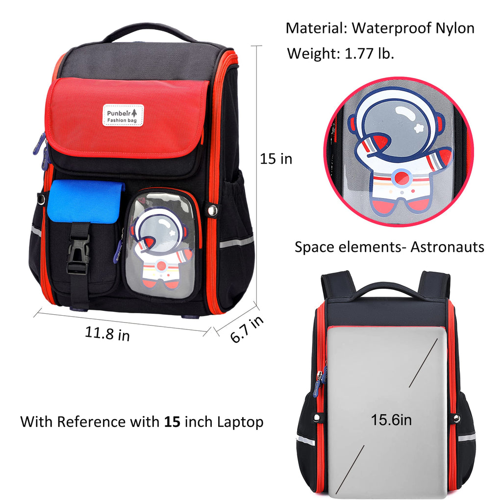 AO ALI VICTORY Kids Backpack for Boys Elementary School Bags Large Toddler Kindergarten Preschool Bookbags Space Backpacks (Red)