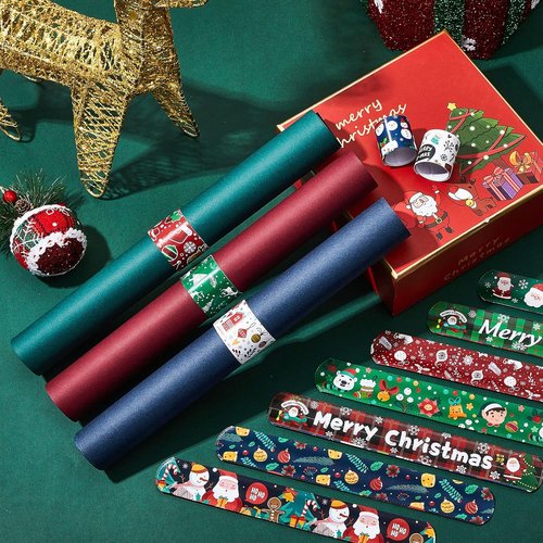 Lewtemi Gift Wrap Holder - 48-Piece Christmas Wrapping Paper Roll Storage with Metal Strips | 1.2 x 8.7 Inch