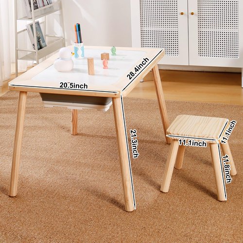 Purelax Children's Sensory Table with 2 Stool & 2 Storage Bin - Multifunction Toddler Play Sand & Art Table
