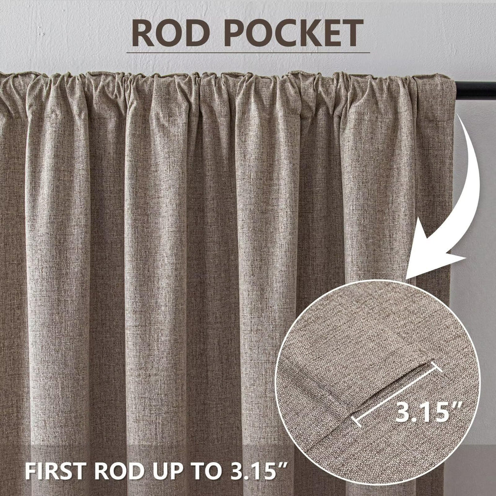Zyvola 100% Blackout Curtains 96 inch Length 2 Panels Faux Linen Long Drapes for Bedroom Living Room Black Out Room Darkening Curtain Thermal Insulated Back Tab Rod Pocket(W52 x L96, Beige)