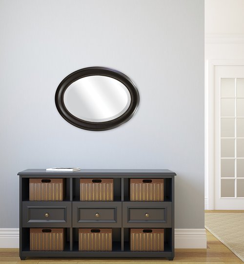 MCS 22.5x29.5 Large Wall Mirror, Bronze Oval Mirror with Beaded Detail, Vertical & Horizontal Wall Hanging Mirror for Bathroom, Bedroom & Livingroom