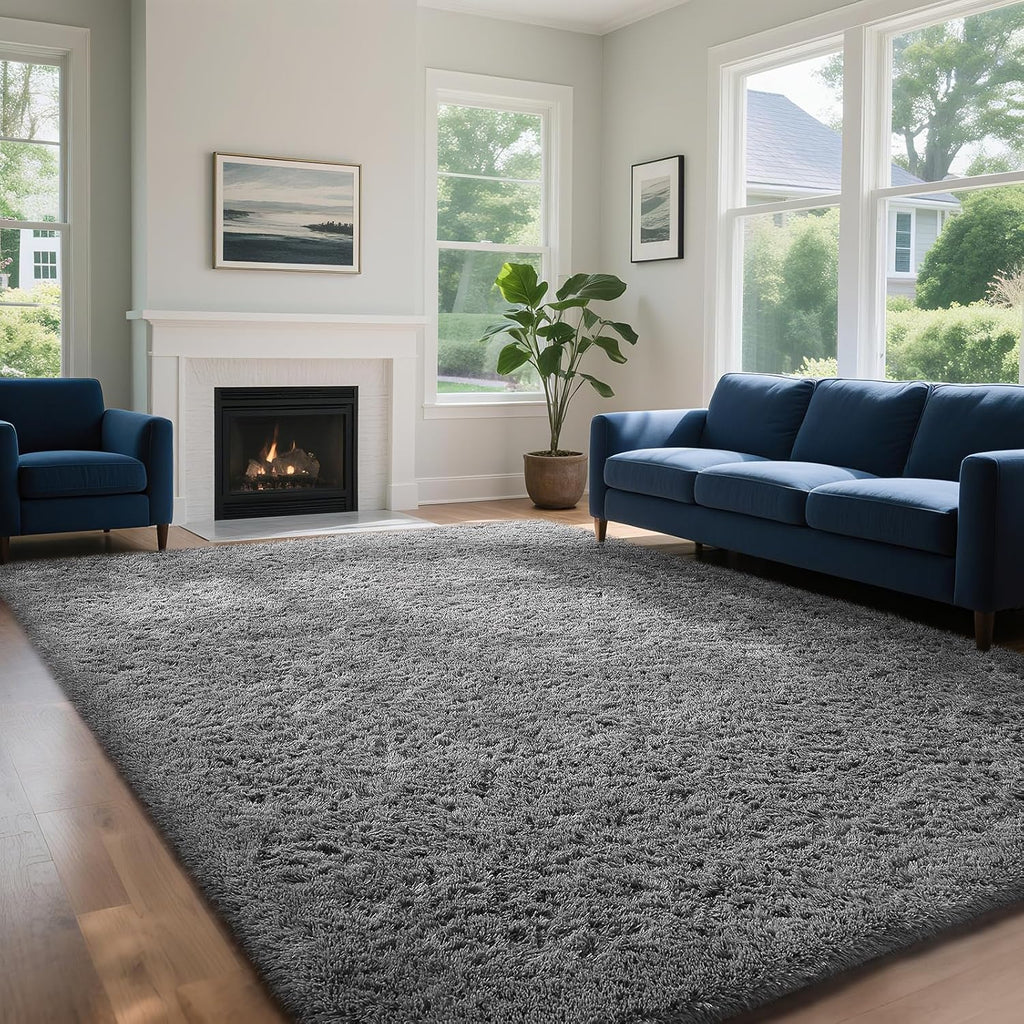 Ophanie Area Rug - Soft Non-Slip Fluffy Shag Carpet for Living Room & Bedroom - 7x10 Grey