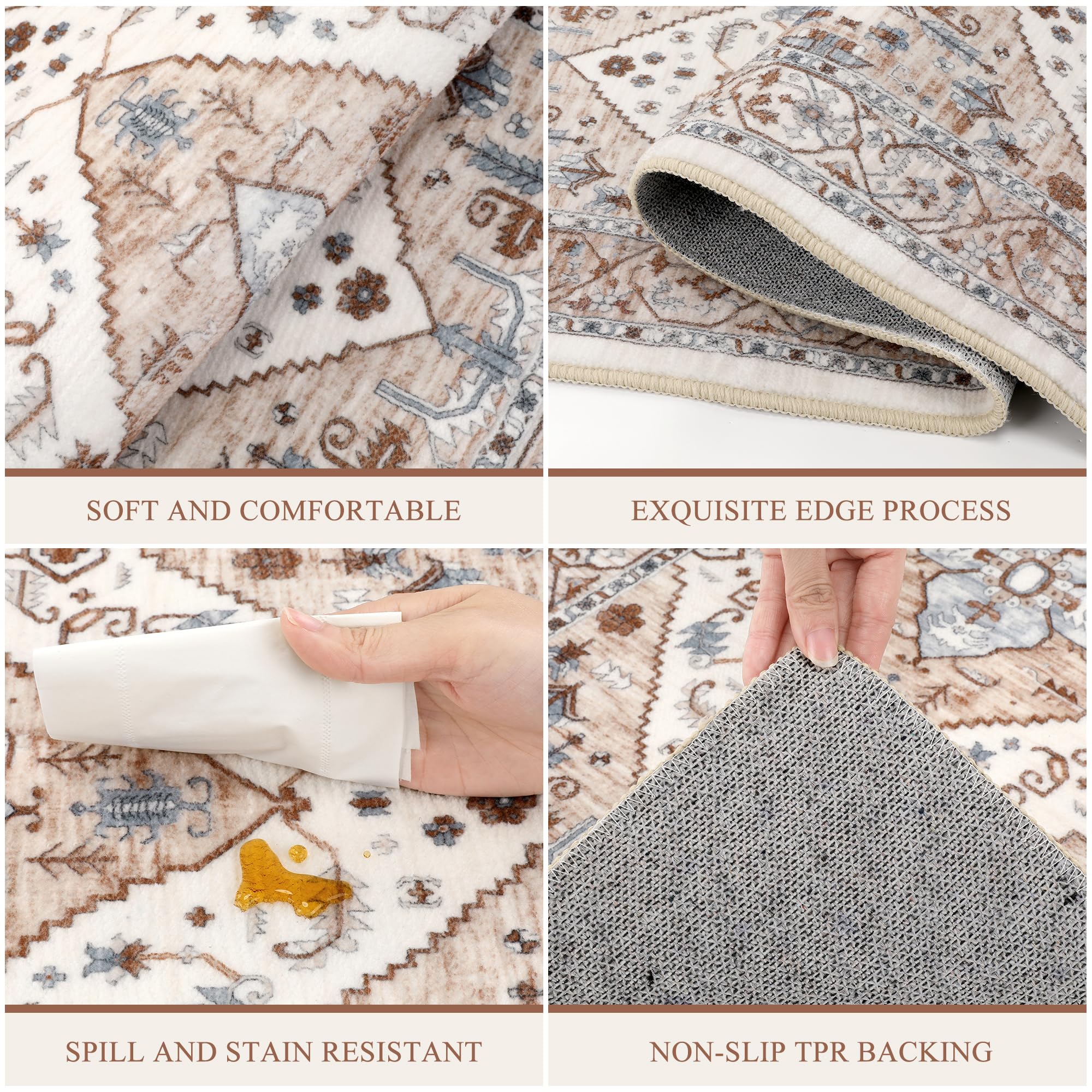 Pauwer Farmhouse Kitchen Rugs Sets of 3, Kitchen Runner Rugs Non Slip Washable, Boho Kitchen Mats for Floor, Indoor Door Mat Entrance, Laundry Room Rug, Thick Kitchen Floor Mat Carpet