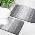 OLANLY Bathroom Rug Set - Soft Absorbent Microfiber Bath Mats & U-Shaped Toilet Rug | Non-Slip, Grey (24"x16" + 24"x20")