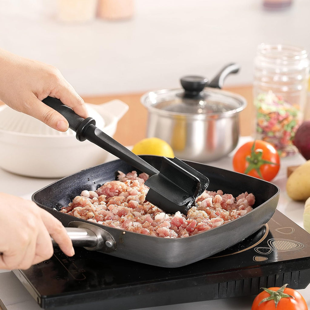 Skiennix Meat Chopper - Heat Resistant 5-Blade Masher for Ground Beef & Hamburger | Durable Nylon Spatula