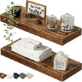 QEEIG Floating Bathroom Shelves - Rustic Brown Wall-Mounted Shelf Set of 2 | 15.7" x 6.7" for Home Decor