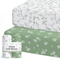 Skiennix Fitted Baby Crib Sheets - Buttery Soft Organic Cotton Blend - 2 Pack in Butterfly Garden Design