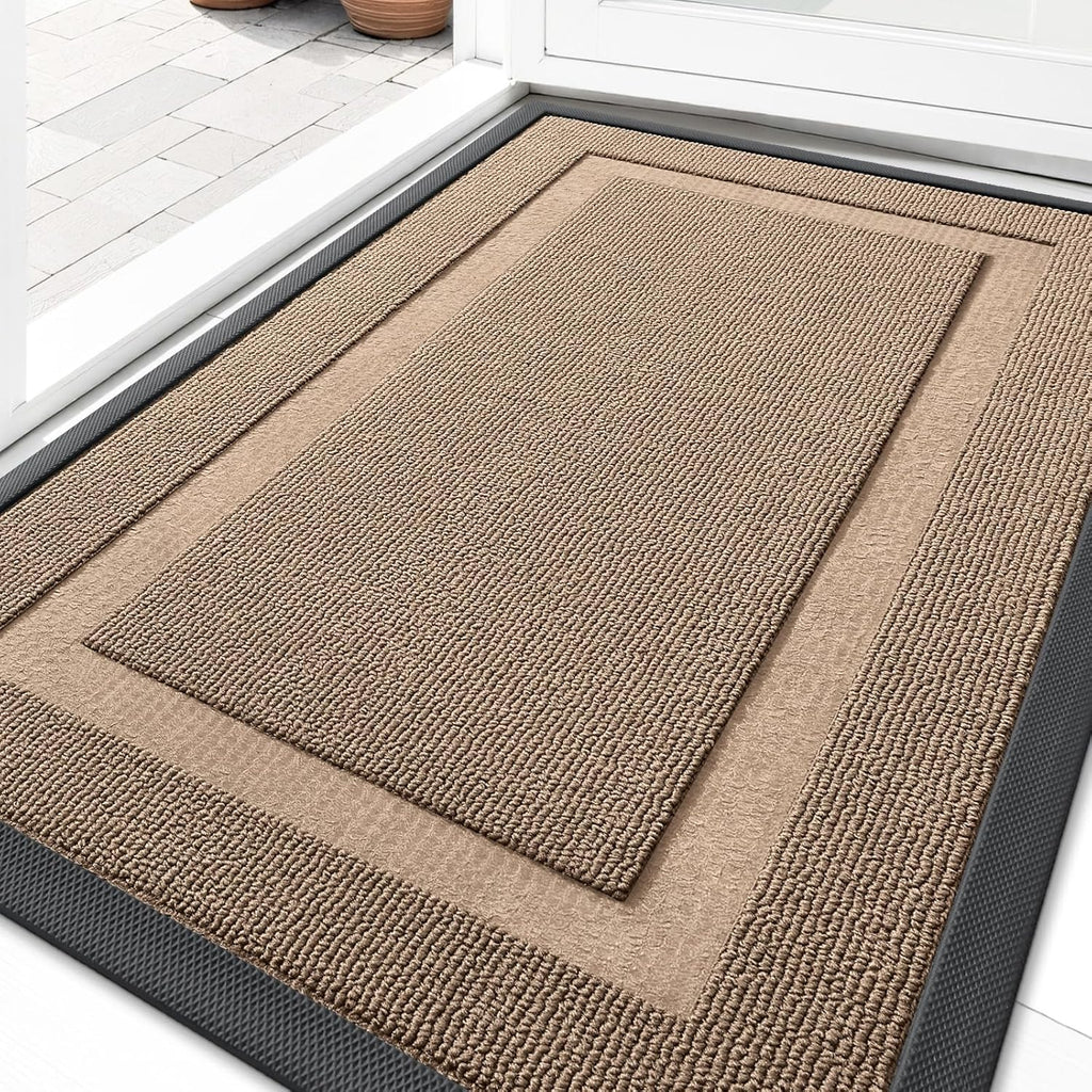 OLANLY Indoor Outdoor Doormat - Waterproof All-Season Rubber Mat | Low Profile, Easy Clean, 29.5x17 Mocha