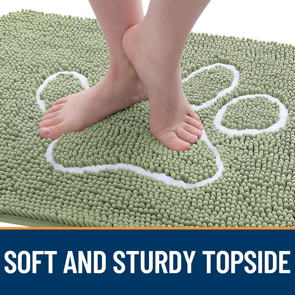 OLANLY Dog Door Mat - Absorbent Muddy Paws Doormat | Non-Slip Chenille, 24x16, Sage Green