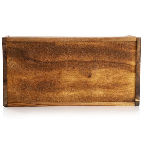 Elama Acacia Wood Bread Box with Clear Sliding Plastic Lid, Rustic Kitchen Counter Storage for Bread, Pastries, Buns & Snacks - Natural Wooden Bread Bin