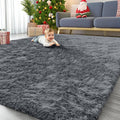 OLANLY Large Area Rug - Soft Fluffy Shaggy Carpet for Living Room & Bedroom | 8x12 ft, Grey