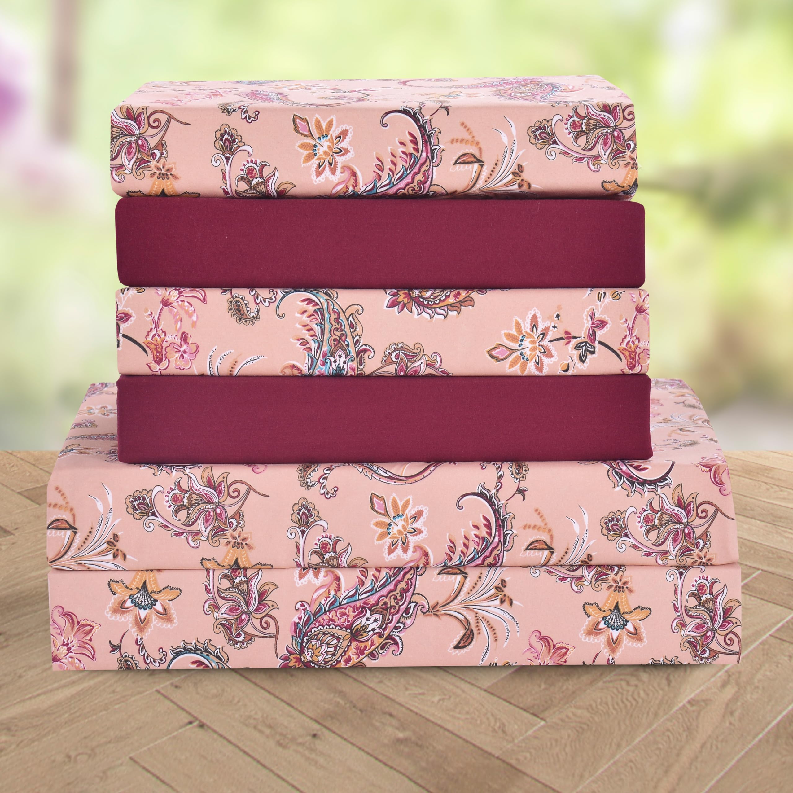 Elegant Comfort Softest and Coziest 6-Piece Sheet Set - 1500 Premium Hotel Quality Microfiber - Deep Pocket, Wrinkle Resistant 6-Piece Paisley Pattern Bed Sheet Set, King, Paisley Coral