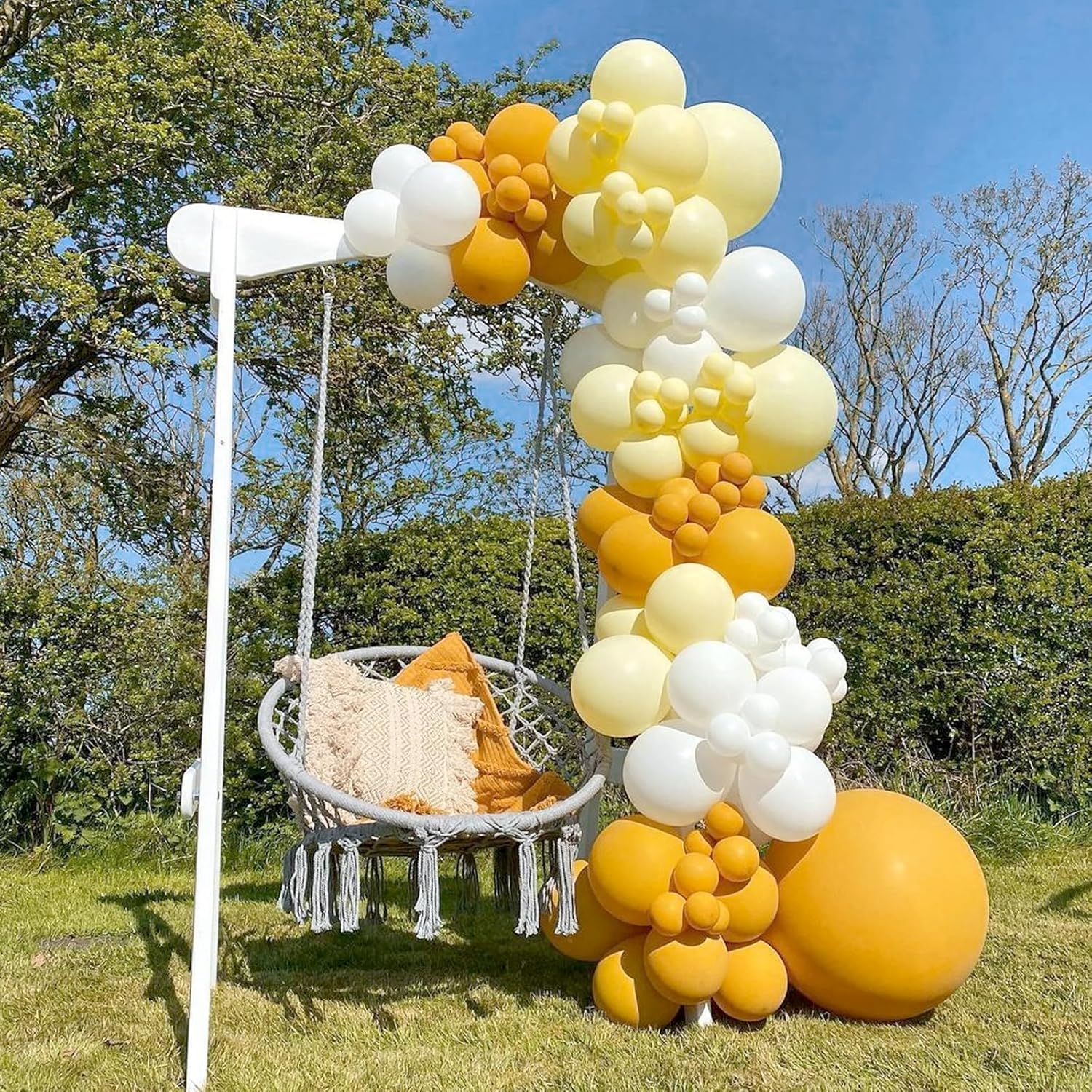 Skiennix Pastel Yellow Balloon Arch Kit - 120pcs in Various Sizes for Gender Reveal & Baby Shower Decor