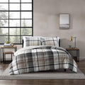 Eddie Bauer - King Comforter Set, Plaid Reversible Bedding, Stylish & Warm Home Decor (Normandy Grey, King)