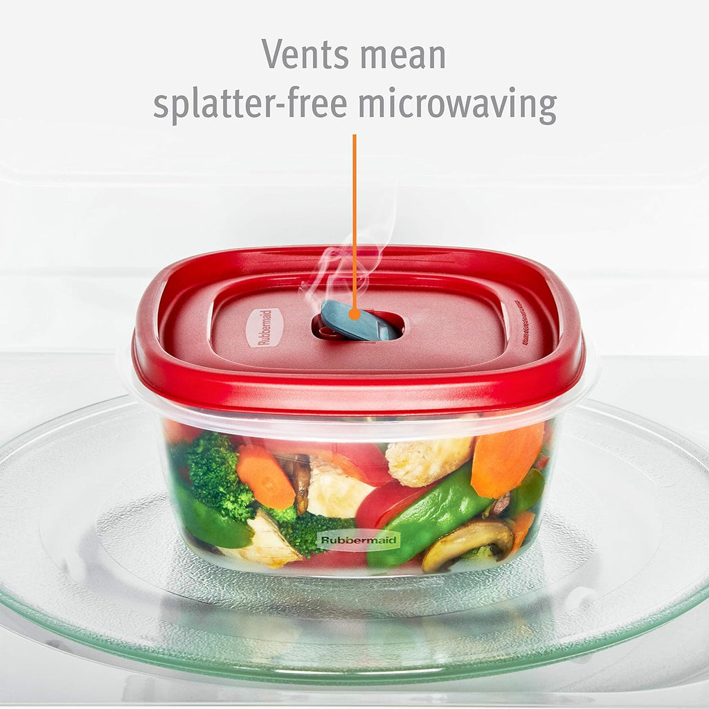 Rubbermaid EasyFindLids Food Storage Containers - 3-Pack, BPA-Free, Microwave & Dishwasher Safe, Racer Red