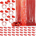 Kanayu 108 Pcs Valentines Day Accessories 36 Valentines Heart Headbands 36 Heart Shaped Sunglasses 36 Bead Necklaces for Valentine Party Favors Supplies Bachelorette Decorations(Red)