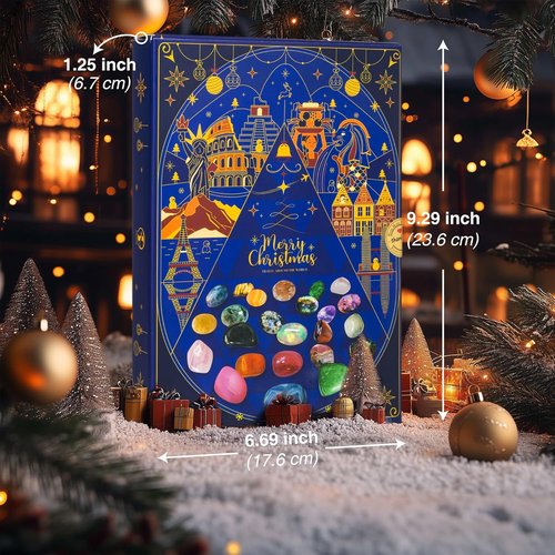 Gemstone Advent Calendar 2025 - 25-Day Christmas Countdown with Crystals | World Cultures Theme for Kids