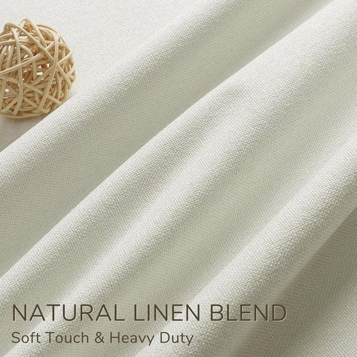 ChrisDowa Ivory Pinch Pleated Blackout Linen Curtains - 84 Inches Long | Thermal Insulated Drapes for Living Room & Bedroom