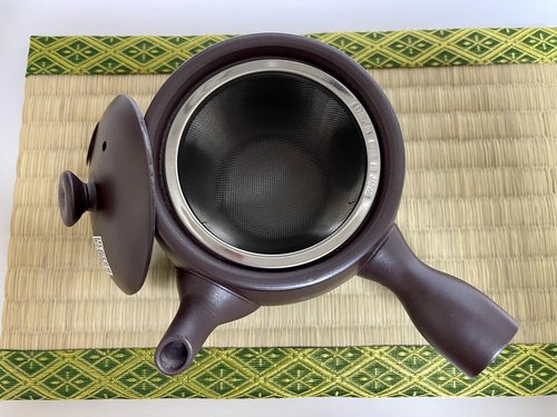 Japanese Banko-yaki (ware) Ceramic Teapot Kyusu 5.3 Inches in Diameter H3.35 Inches 11.8 Fluid Ounces, Shidei purple clay TR57402