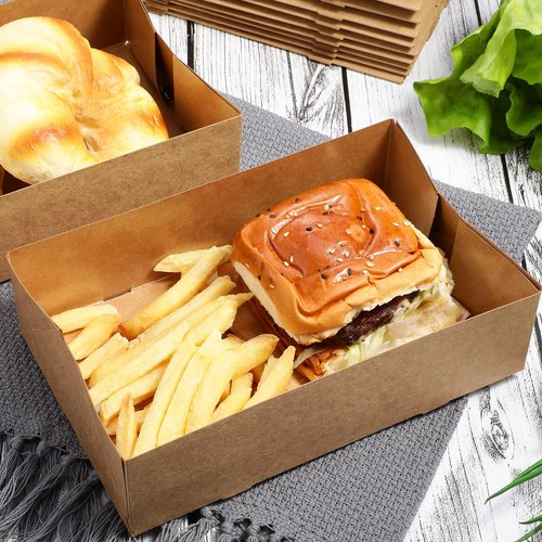 Chinco 300 Pieces Paperboard Kraft Food Trays 4 Corner Pop up Food Tray Disposable Foldable Cardboard Movie Night Snack Party Container Box for Holding Drink at Stadiums or Theaters (Brown)