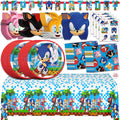 Sonic Birthday Party Decorations | Serves 16 Guests | Masks, Tattoos, Banner, Tablecloth, Plates, Napkins, Sticker | Officially Licensed