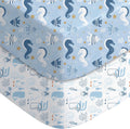 Yoofoss Baby Crib Sheets - 2 Pack Ultra Soft Fitted Sheets for Standard Crib & Toddler Mattress | Underwater World Design 52x28