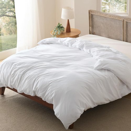 Bedsure King Duvet Cover - Soft Prewashed Cotton-Like Polyester Bedding, 120x98 Inches, White