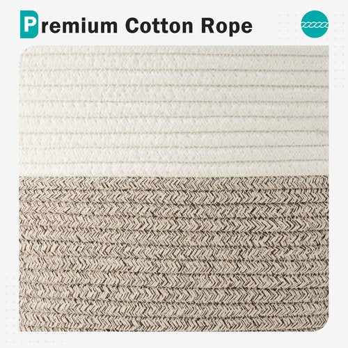 Cotton Rope Laundry Basket by YOUDENOVA, 58L Woven Collapsible Laundry Hamper, Clothes Hamper with Reinforced Handles in the Laundry Room, Bedroom, Bathroom, Brown
