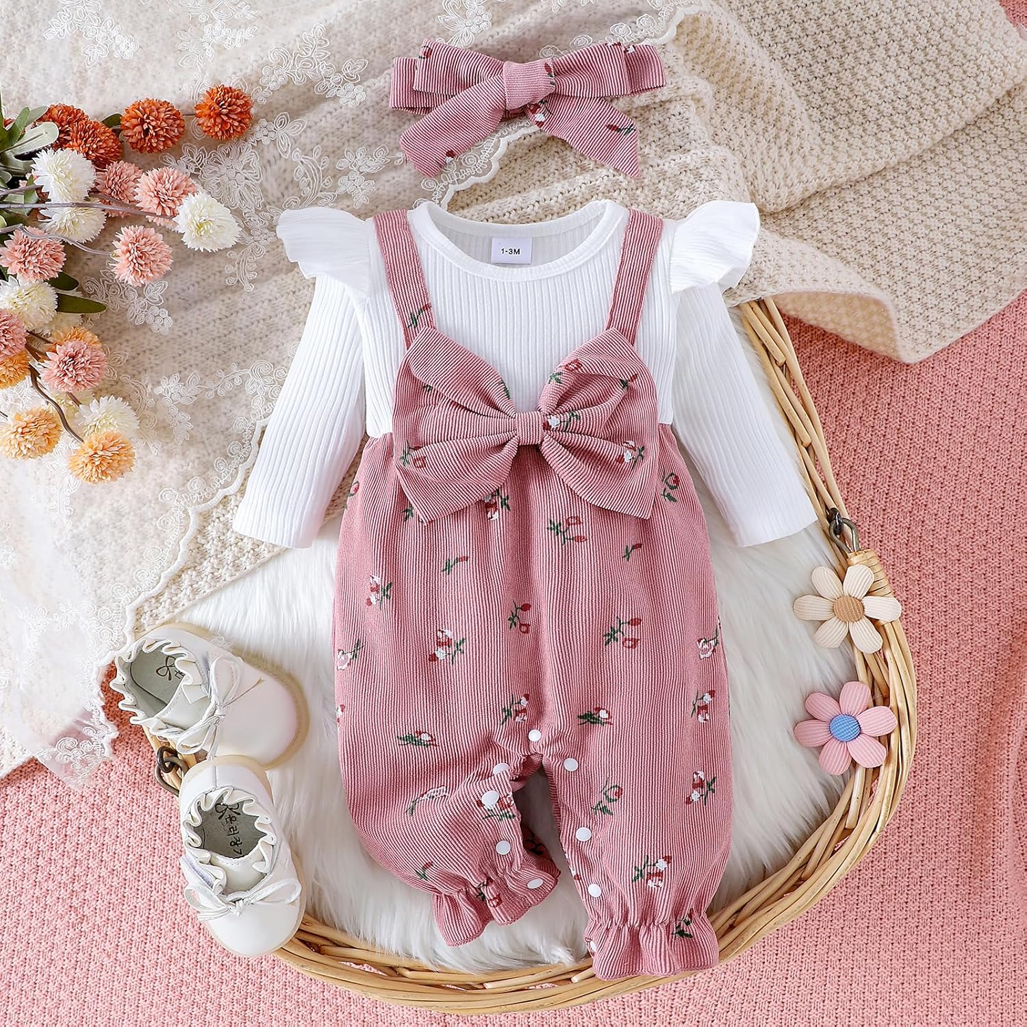 YINGISFITM Newborn Baby Girl Long Sleeve Romper - Cozy One-Piece Jumpsuit for Fall/Winter | 0-18 Months