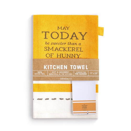 DEMDACO Pooh Classic Yellow Bear Everyday Collection May Today Be Sweeter Than A Smackerel of Hunny Yellow 17 x 28 All Cotton Absorbent Kitchen Dish Hand Towel