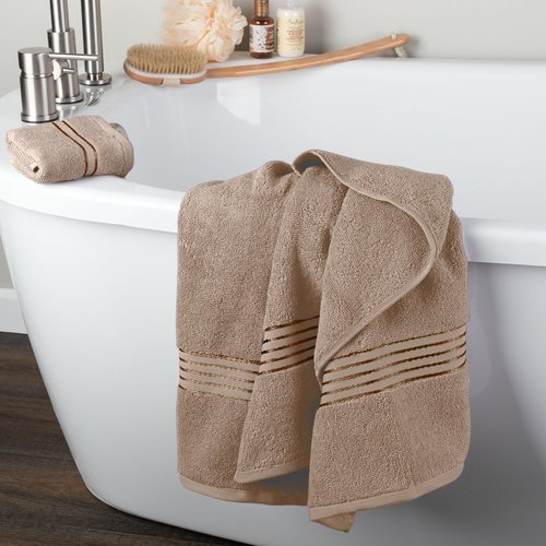 Lavish Home 6 Piece Bathroom Towels Set - 625GSM 100% Cotton Bathroom Essentials with 2 Absorbent Wash Cloths, 2 Hand Cloths, and 2 Bath Towel for Shower, Gym, Dorm and Spa (Taupe)