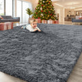 OLANLY Large Area Rug - Soft Fluffy Shaggy Indoor Carpet for Living Room & Bedroom | 6x8 ft, Grey