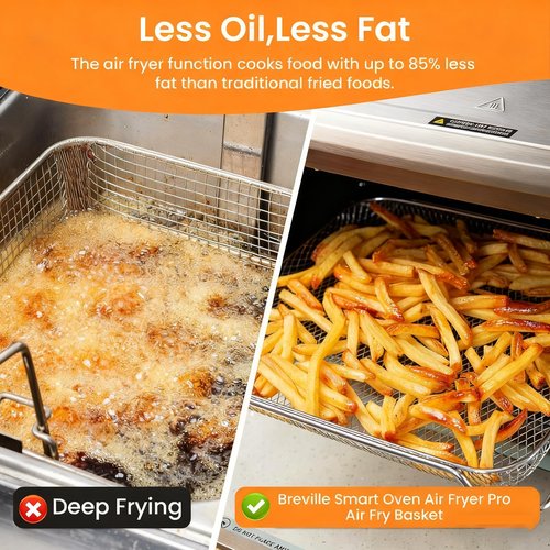 Air Fryer Basket for Breville Smart Oven Air Fryer Pro, 3PCS Steel Mesh Dehydrate Baking Microwave Oven Baskets Accessories Tray for Basket BOV900 and BOV950 Toaster (16.5"D x 11.8"W x 1.8"H)
