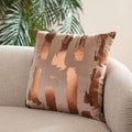 SAFAVIEH Home Collection Hannia Abstract Brown and Bronze Foil 18 x 18-inch Decorative Throw Pillow, 19"x19"